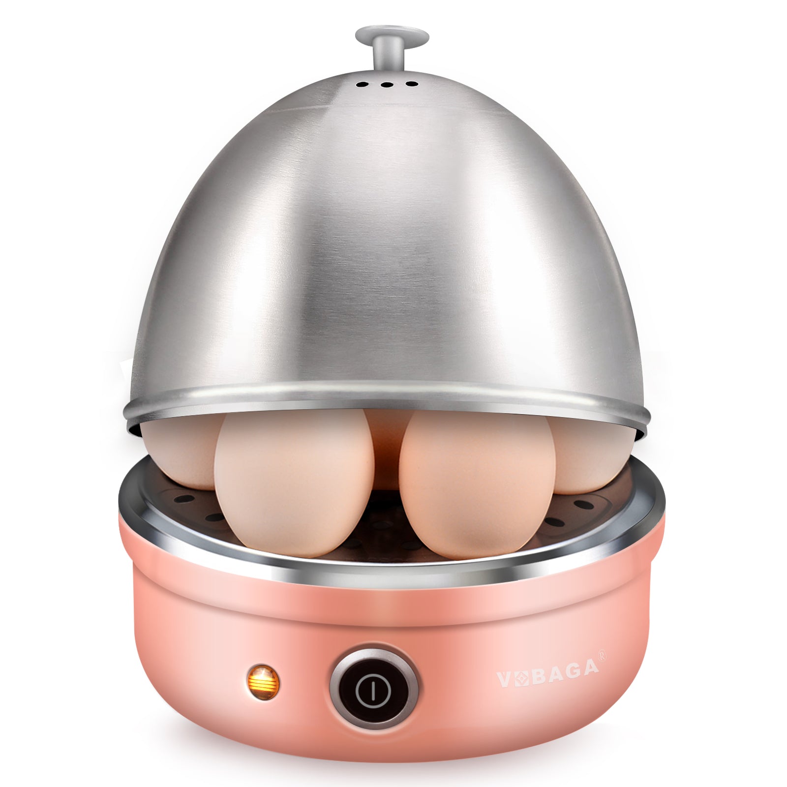 Pink Electric Egg Cooker 7 Egg Capacity Boiler Maker Eggs Steamed with Egg Piercer