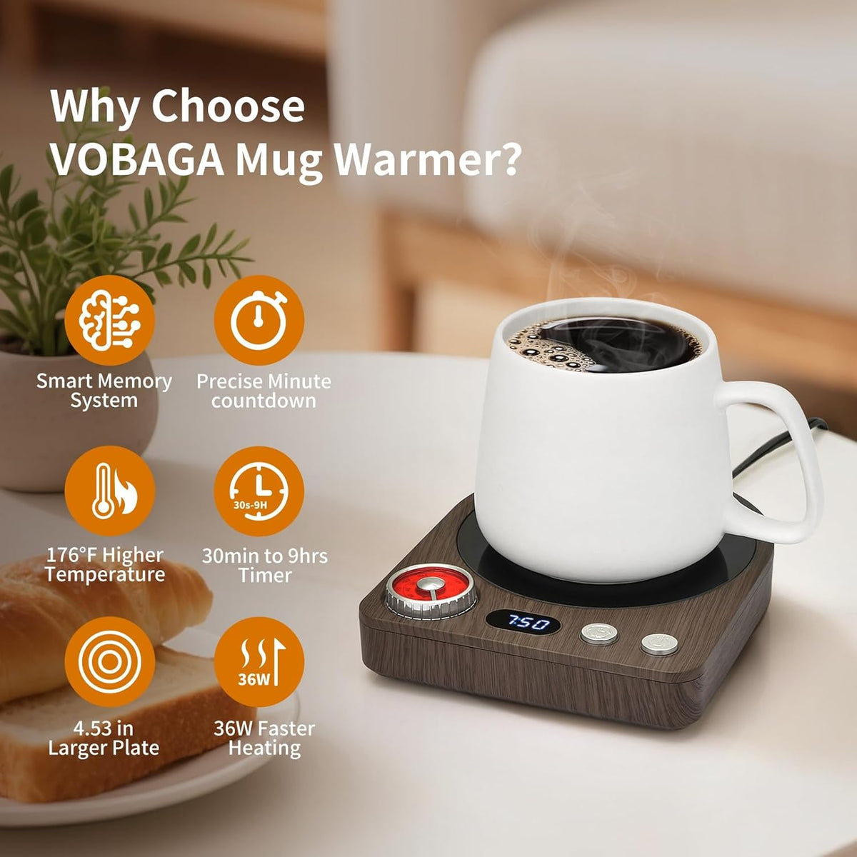 Vobaga Electric Cup Mug Warmer 10 Colors to Choose 1-3days shipping – vobaga