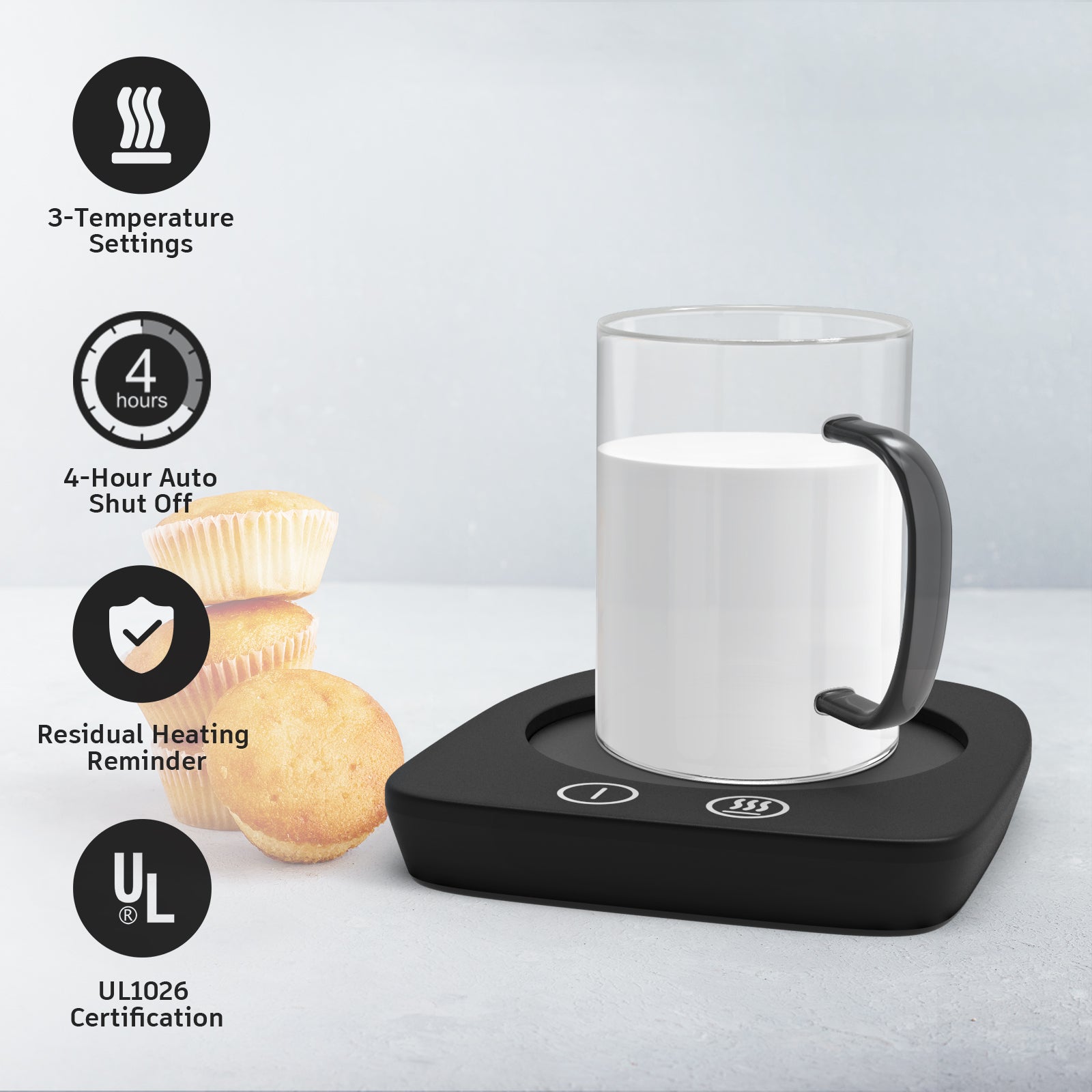 Coffee Mug Warmer+Cup Set Electric Warmer Smart Coffee Warmer Plate Auto Shut Off