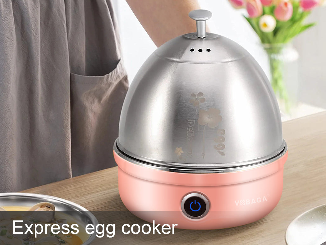  VOBAGA Electric Egg Cooker, Rapid Egg Boiler with Auto Shut Off  for Soft, Medium, Hard Boiled, Poached, Steamed Eggs, Vegetables and  Dumplings, Stainless Steel Tray with 7-Egg Capacity (Black): Home 