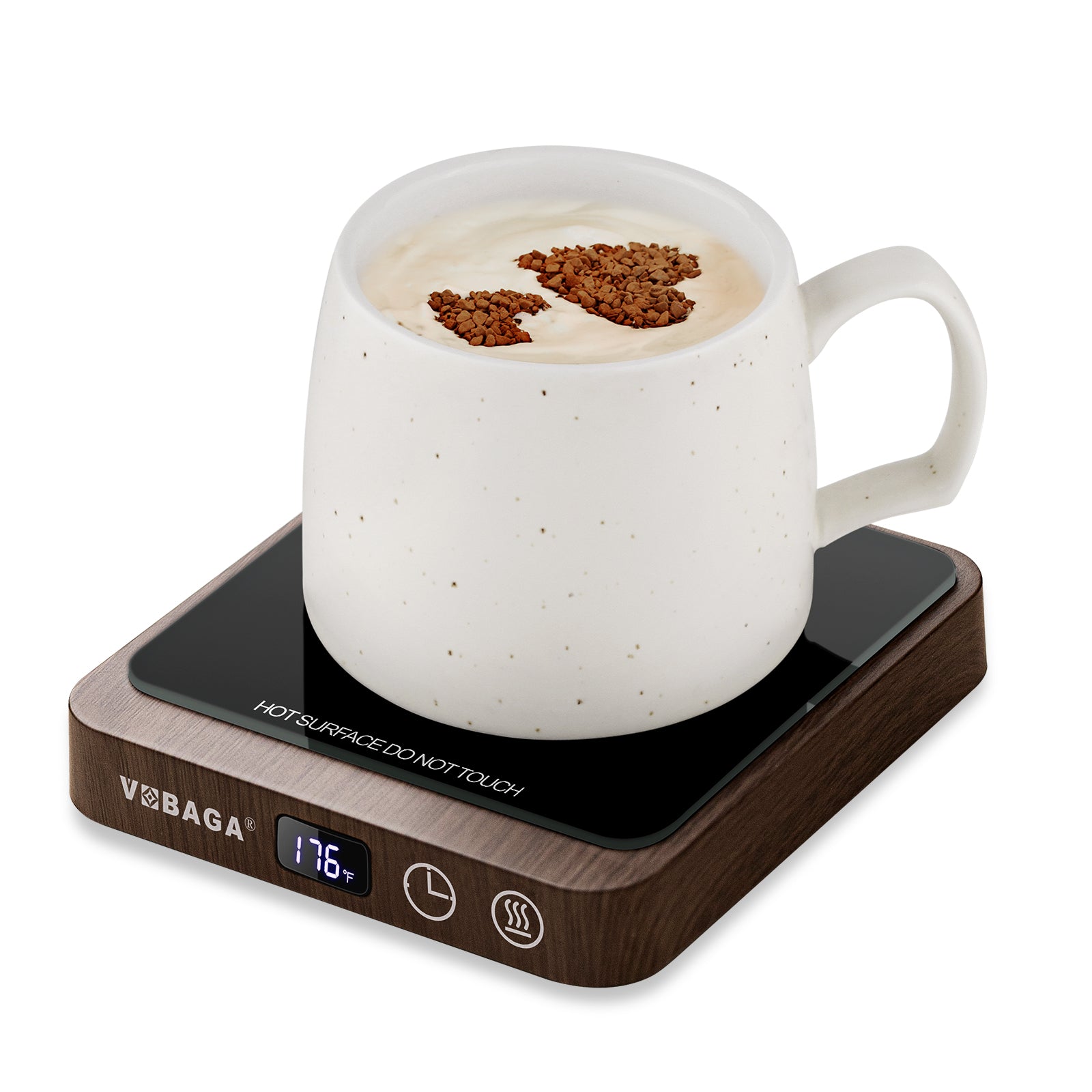 VOBAGA Mug Warmer, Coffee Cup Warmer for Office Home Desk Use with 5 Temperature Settings, Electric Beverage Warmer with Digital Display Auto Shut Off for Heating Coffee, Cocoa, Milk, Tea(No Cup)