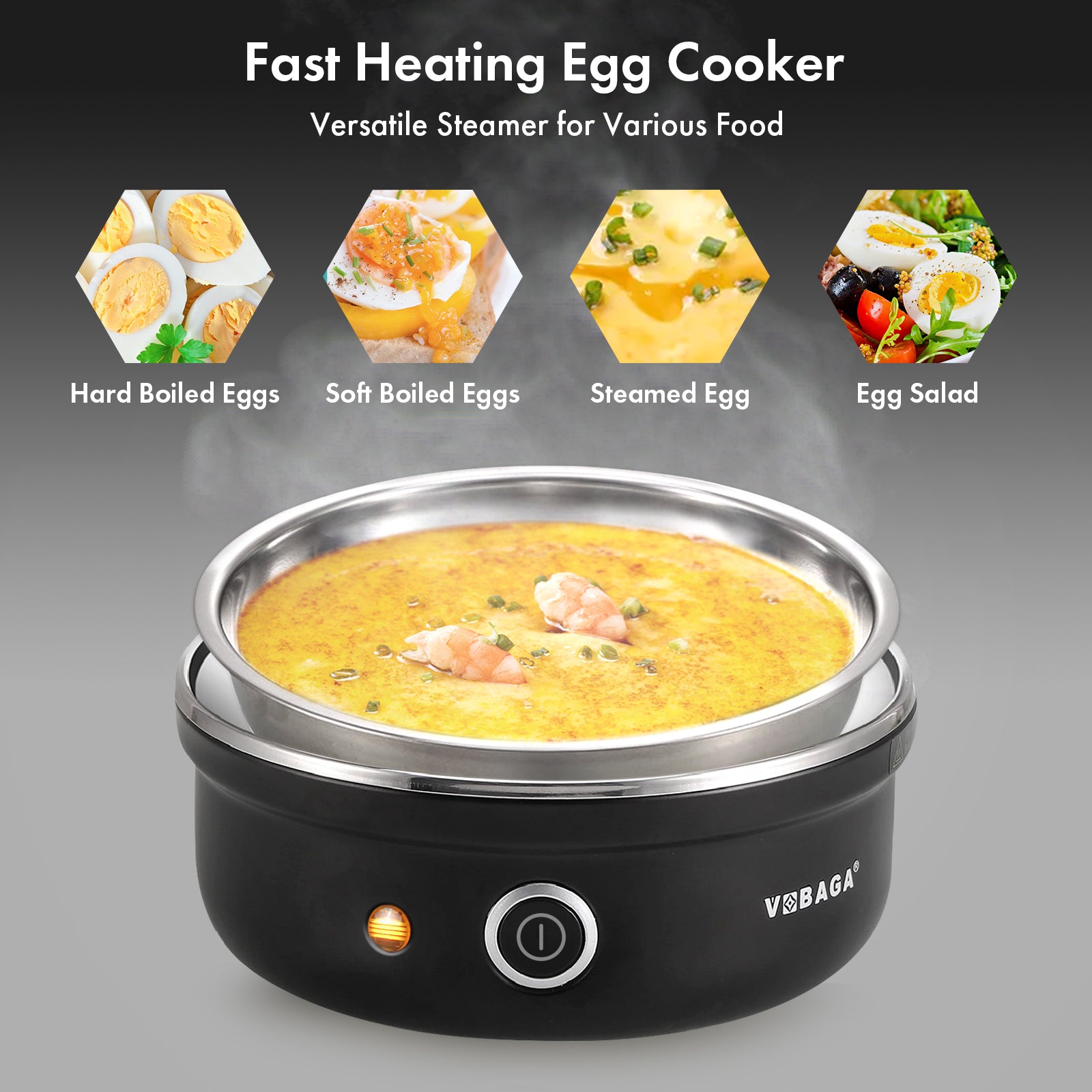Electric Egg Cooker Rapid Egg Boiler with Auto Shut Off for Soft Stainless Steel Tray