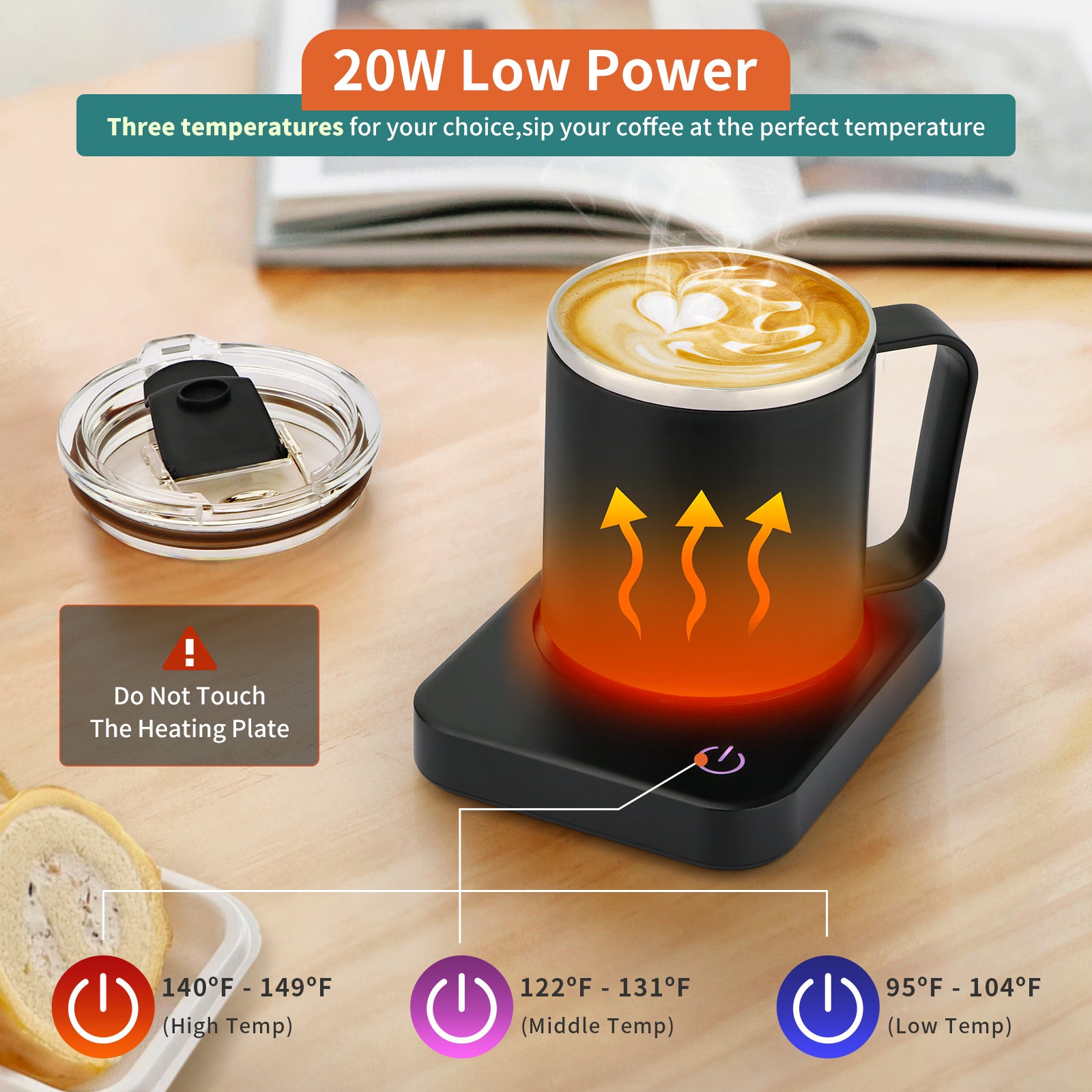 VOBAGA Coffee Mug Warmer Set with Auto Shut Off, Come with 15 oz Coffee Mug, 3 Temperature Setting Coffee Cup Warmer & Portable Candle Warmer for Home Office Desk Accessories