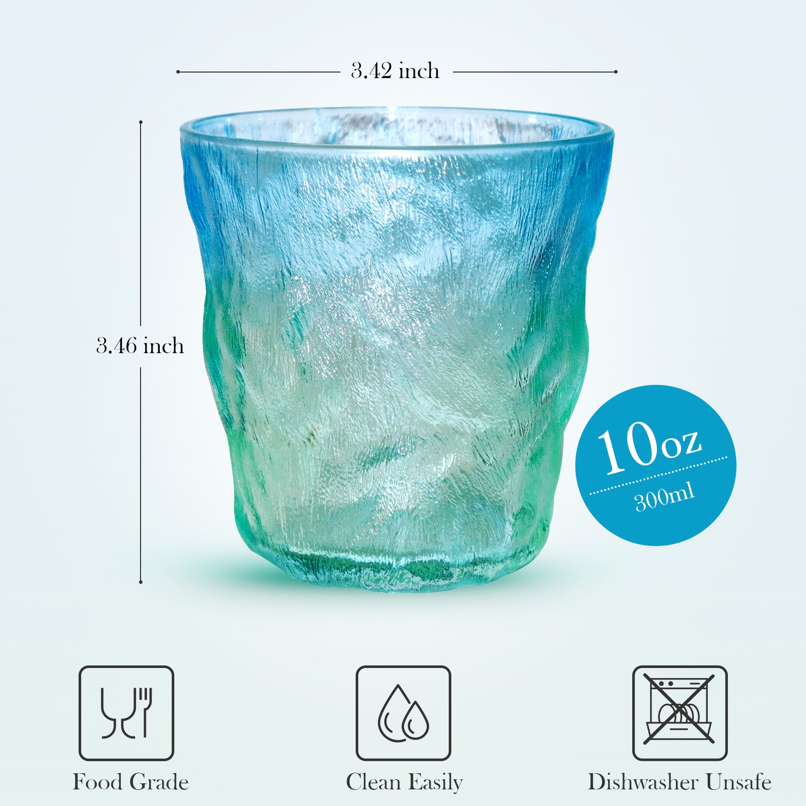 VOBAGA Glacier Drinking Glasses, Iced Coffee Beverage Tea Glass Cups 10oz, Beautiful Gifts