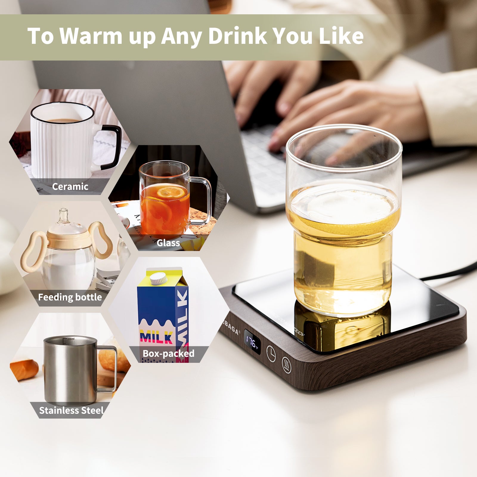 VOBAGA Imitation Wood Grain Coffee Cup Warmer & Mug Warmer for Desk, Electric  Cup Beverage Warmer