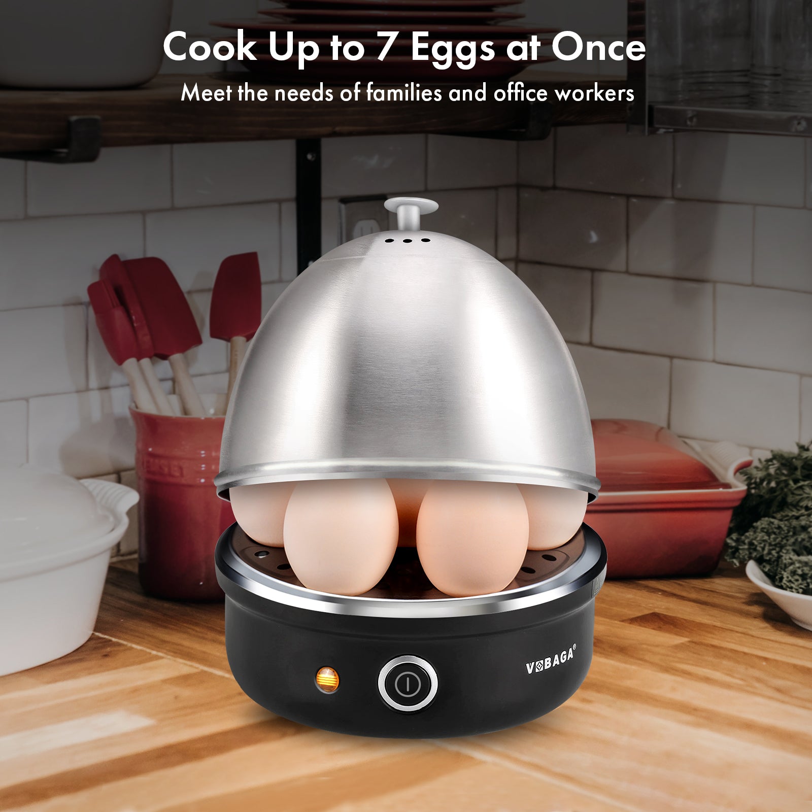 VOBAGA Electric Egg Cooker, Rapid Egg Boiler with Auto Shut Off Eggs, Vegetables and Dumplings (Black)