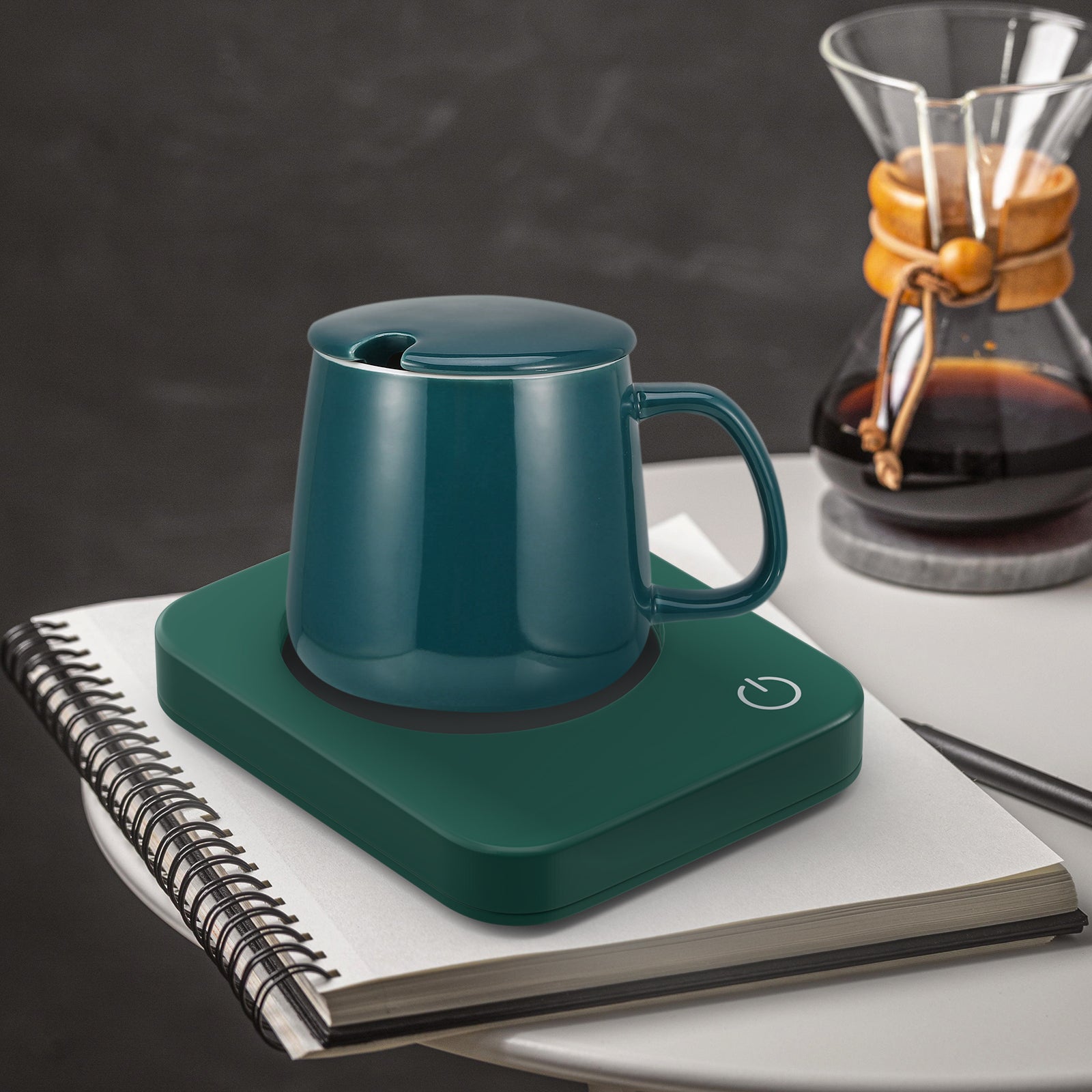 VOBAGA Coffee Cup with Lid and Flat-Bottom, 14 oz Tea Mug for Daily Use Warming Coffee&Tea (Green)
