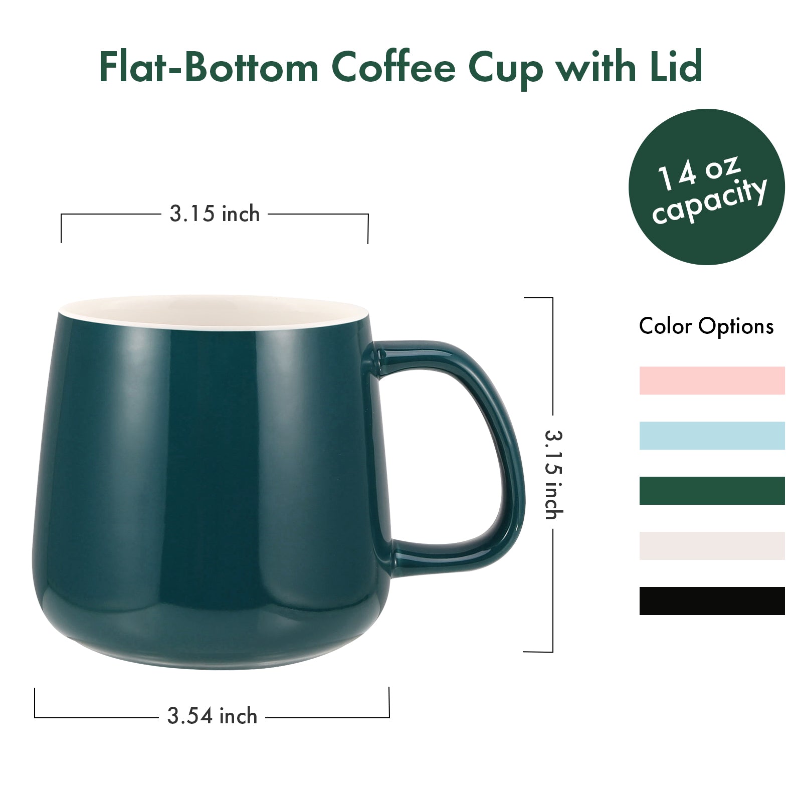 VOBAGA 11 oz Beverages Cup Coffee Mug Tea Cup with Flat-Bottom Warming –  vobaga