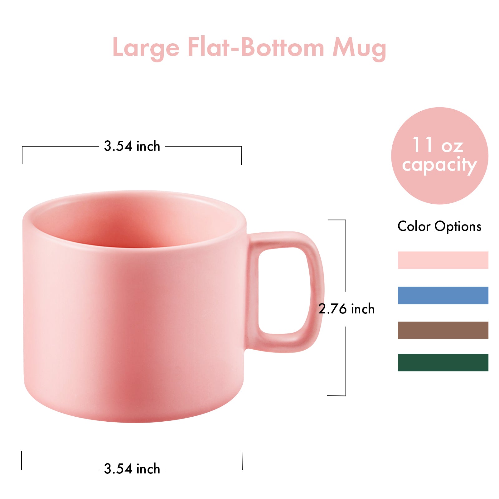 VOBAGA Coffee Mug, Tea Cup for Office and Home, 11 Oz, Dishwasher and Microwave Safe（Pink）