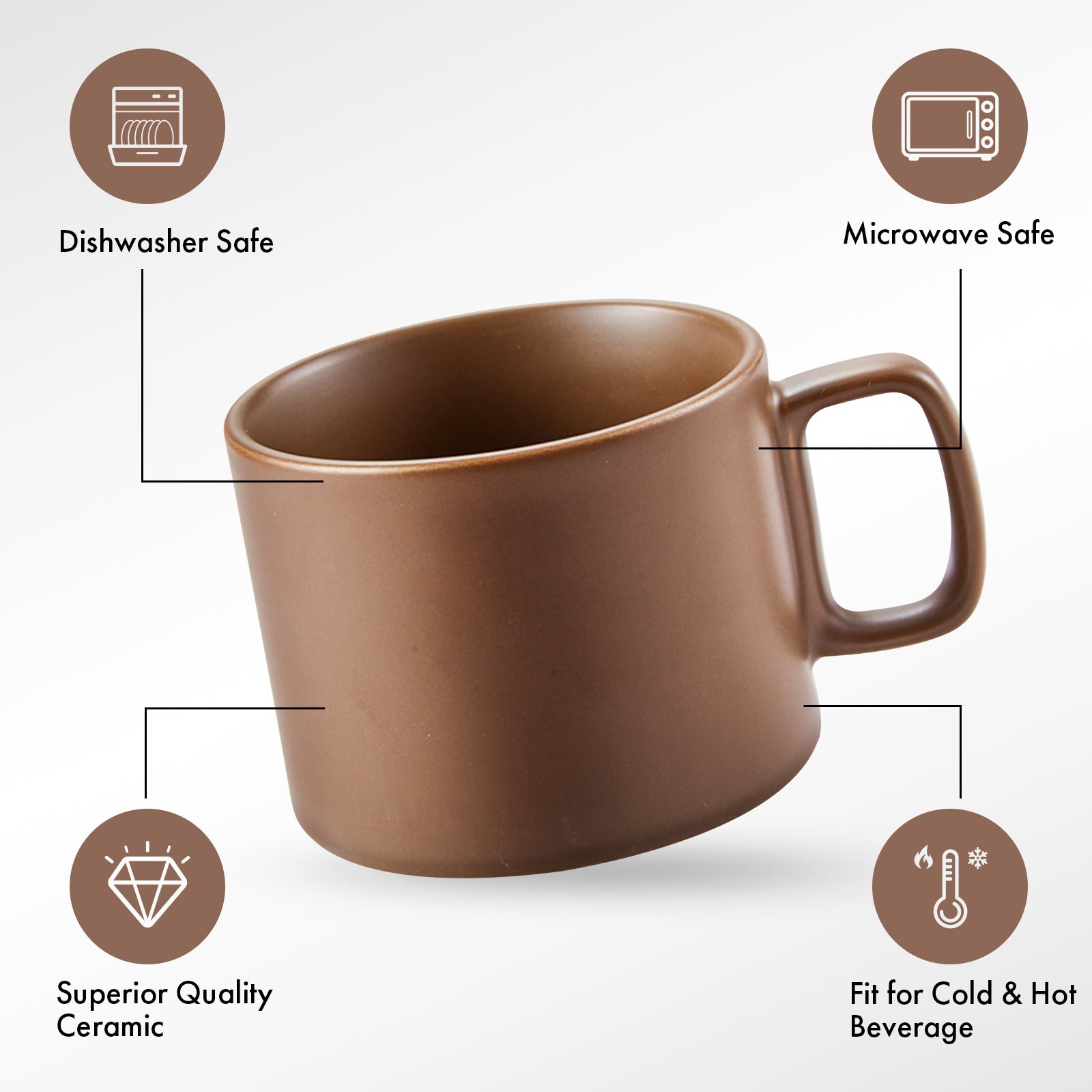 VOBAGA Coffee Mug 11 oz Tea Cup with Flat-Bottom Warming Coffee Milk for  Office and Home (Brown)