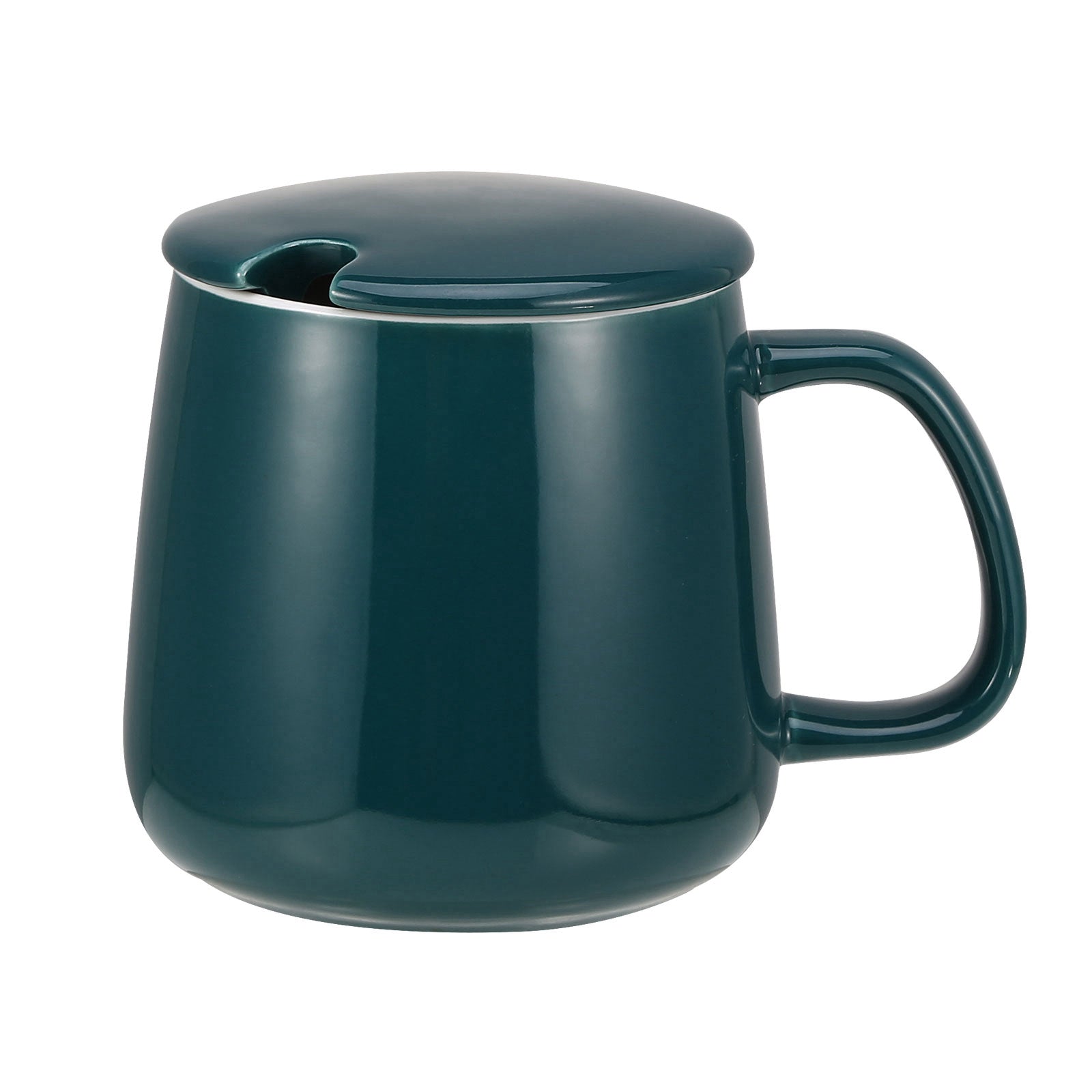 VOBAGA Coffee Cup with Lid and Flat-Bottom, 14 oz Tea Mug for Daily Use Warming Coffee&Tea (Green)