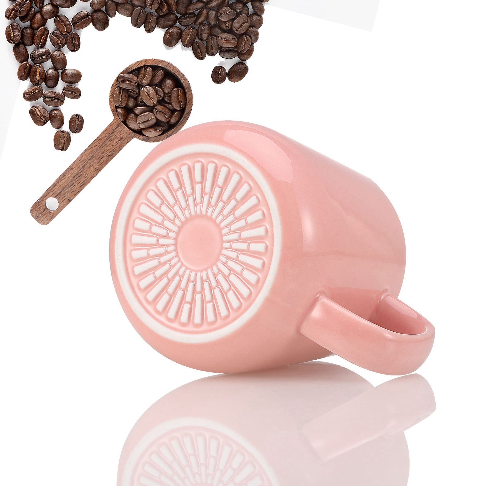 VOBAGA  Loose Leaf Tea Cup, 14 OZ Coffee&Tea Mug with Lid and Flat-Bottom, Gifts for Tea Lover (Pink)